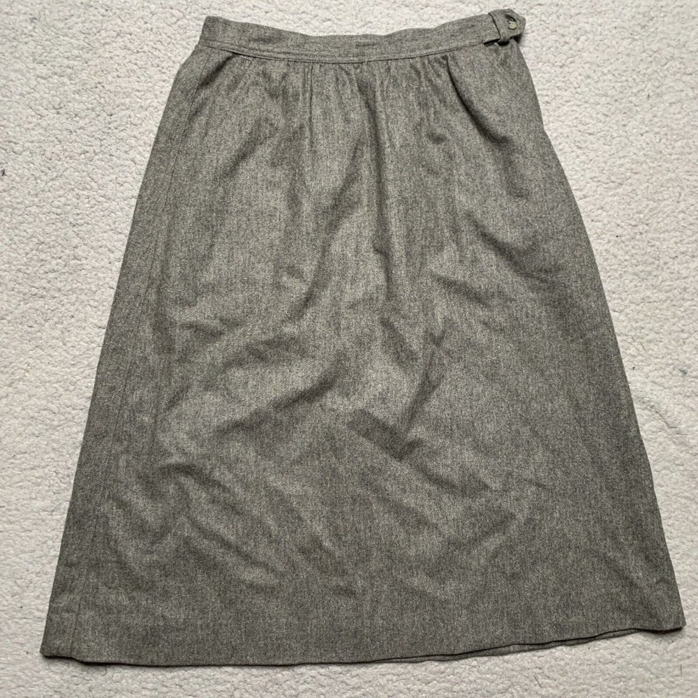Evan Picone‎ Saks Fifth Avenue Skirt Gray Wool 12 Union Made in USA midi